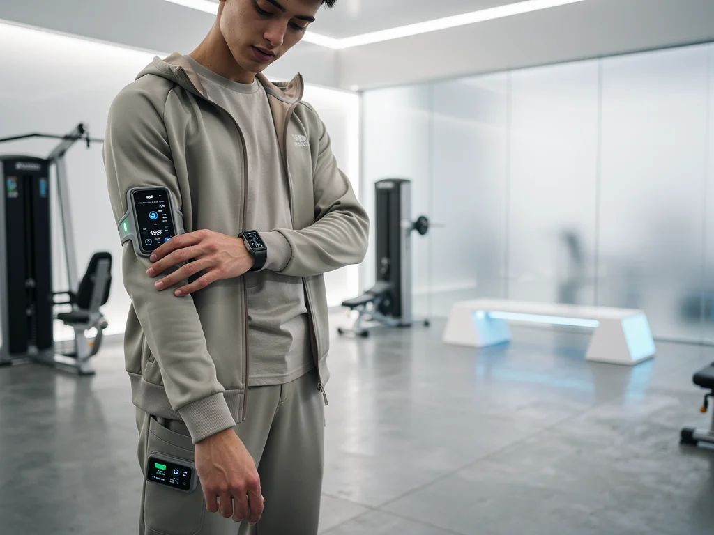 Smart technology integrated into athleisure wear, illustrating the blend of fashion and innovation.