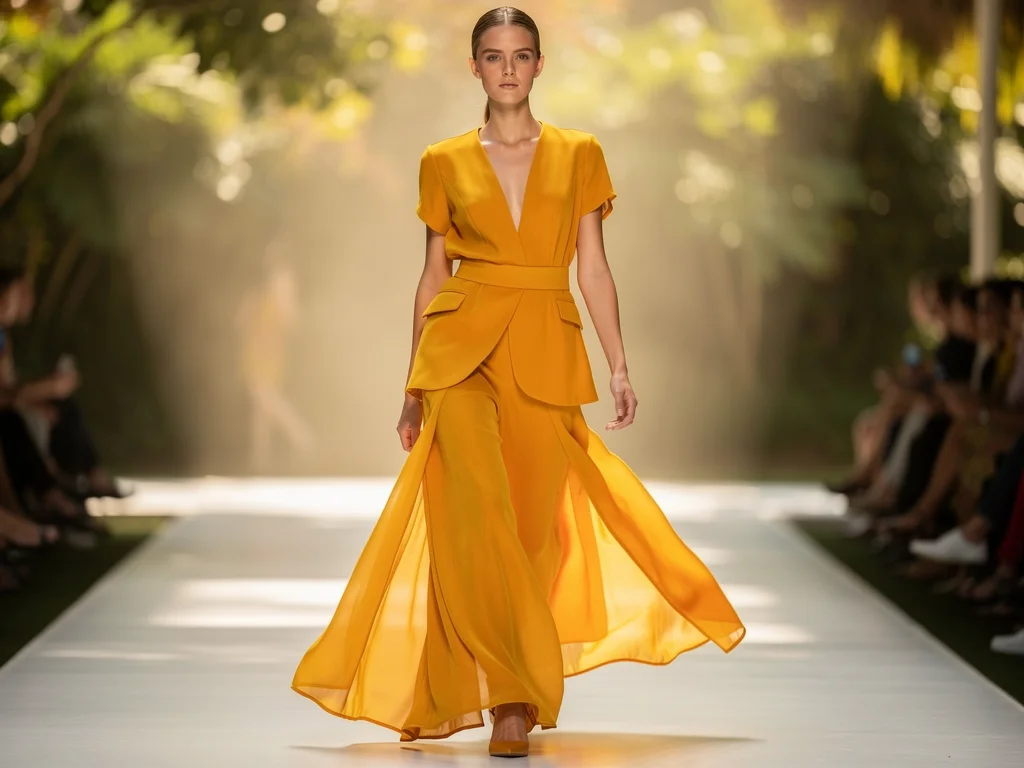 Model in Sun-Kissed Marigold, a key summer 2026 fashion color